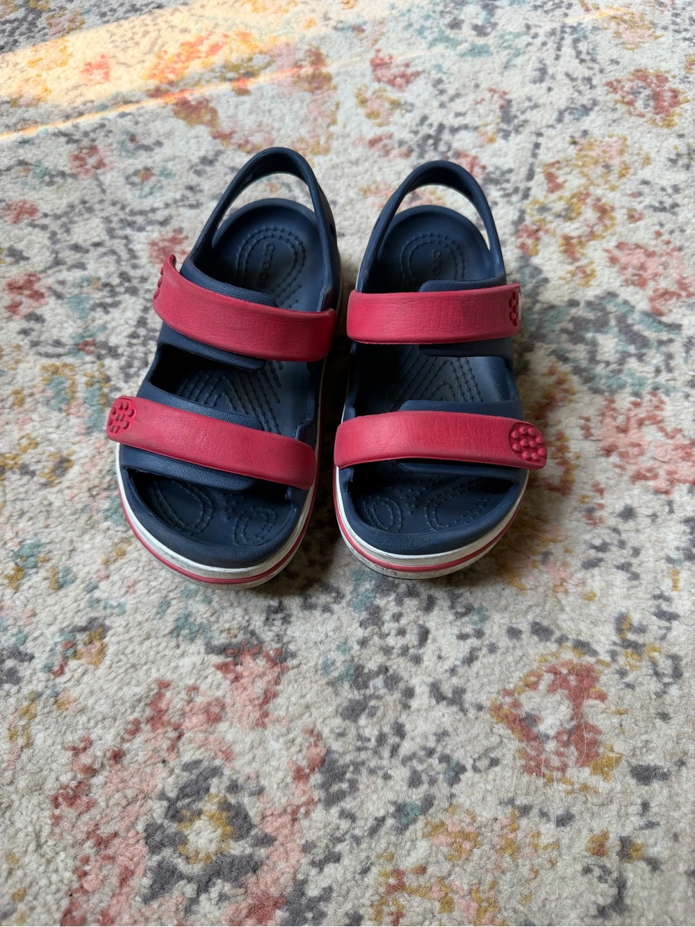 CROCS Kids Navy and Red Dual-Strap Sandals